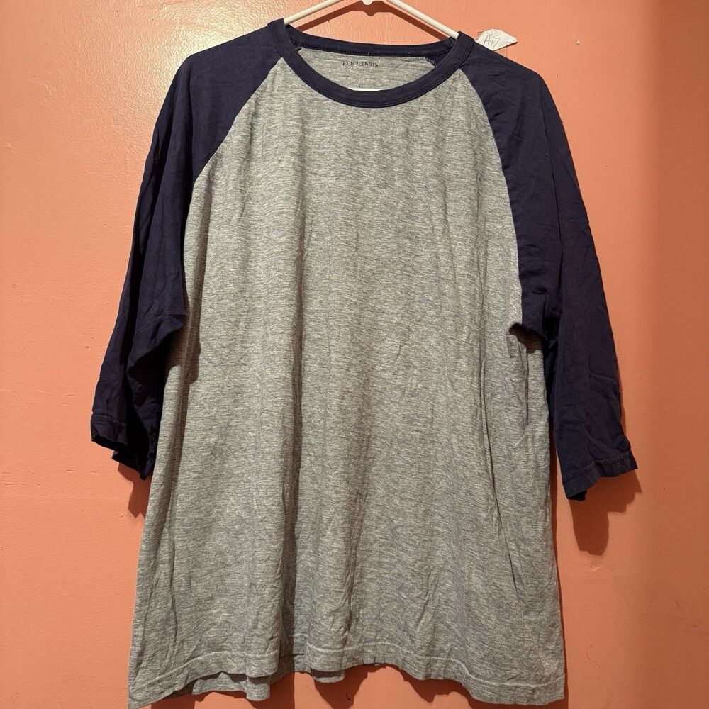 Mens TShirt L Large Gray Dark Blue Half Sleeve Solid Tee Shirt Basic